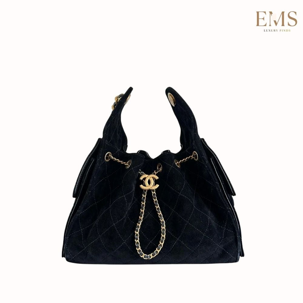 Chanel 25 Suede Quilted Small Hobo bag | Black