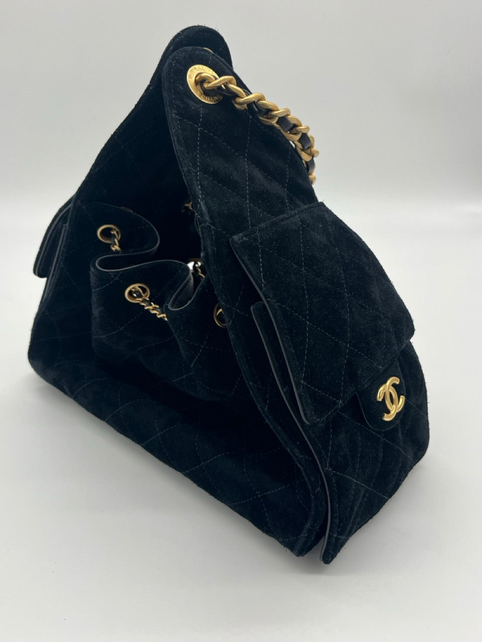 Chanel 25 Suede Quilted Small Hobo bag | Black