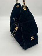 Chanel 25 Suede Quilted Small Hobo bag | Black